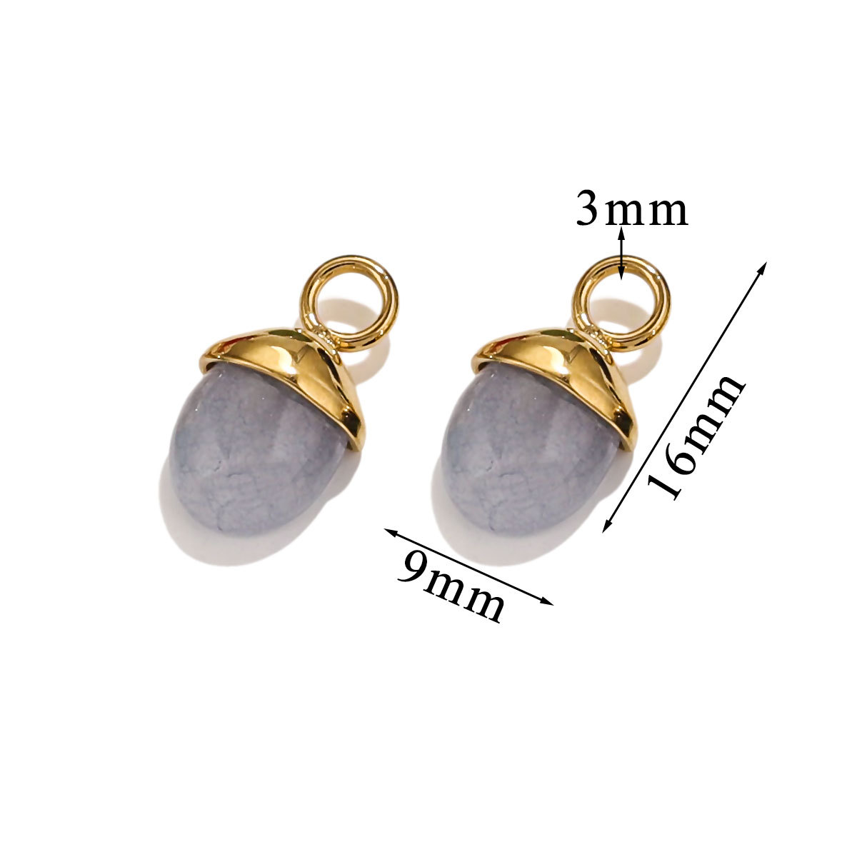 1 Piece Elegant Retro Style Oval Shape Stainless Steel  Gold Color Inlay Natural Stone Women's Pendant h5 